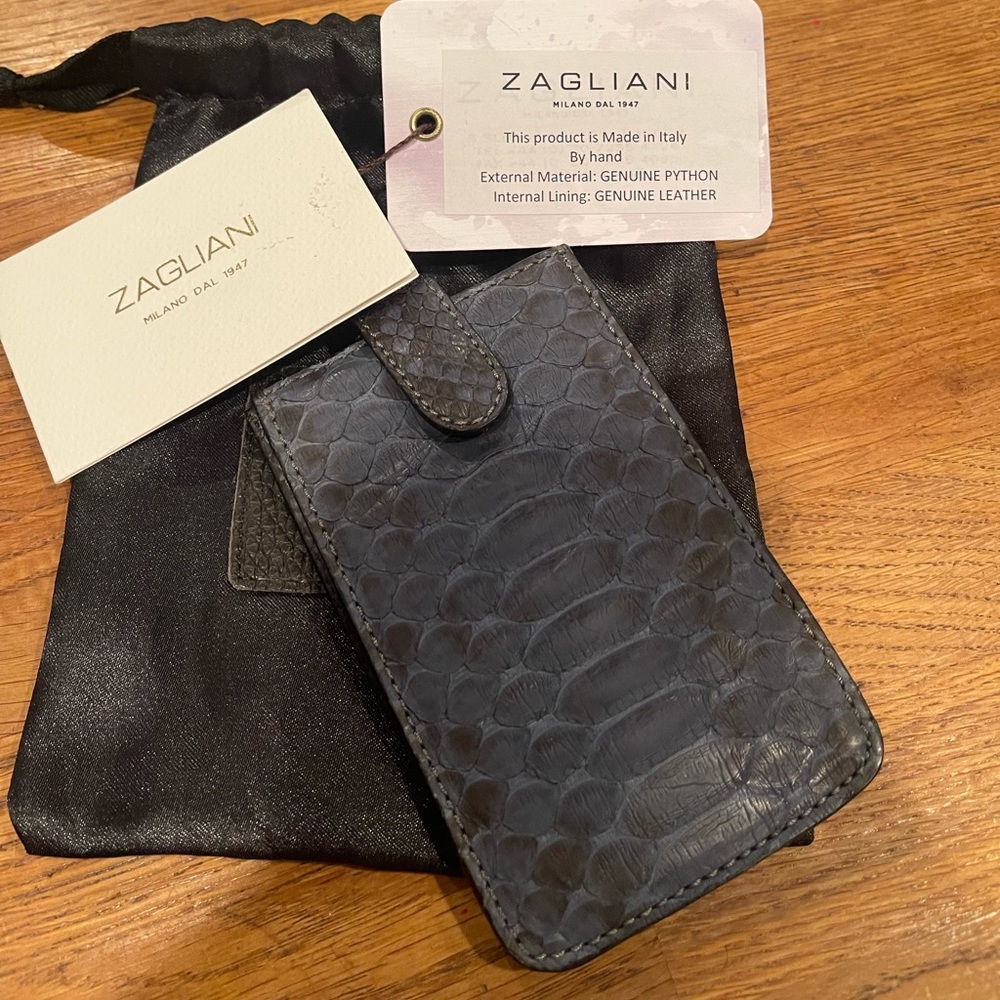Zagliani Python Leather Credit Card Case - image 2